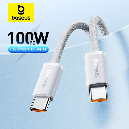 Baseus 100W USB-C Fast Charging Cable for iPhone 16/15 Pro Max, MacBook Pro, iPad - PD Power Delivery Cord