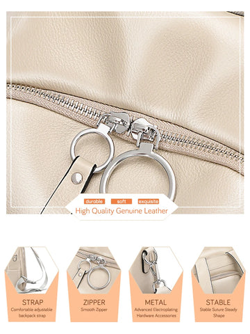 Zency Anti-Theft First Layer Leather Backpack for Women