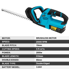 GΣ 20000RPM Brushless Cordless Hedge Trimmer – 2000W Garden Pruning Tool for Makita 18V Battery Pin