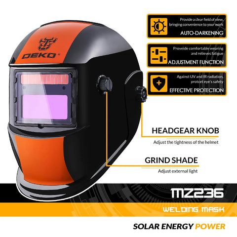 DEKO Orange S Solar automatisch verduisterende lashelm – voor MIG, MMA en plasmasnijden