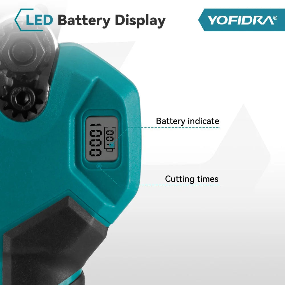 YOFIDRA 30mm Brushless Cordless Electric Pruner – 2-Speed Tree & Fruit Branch Shears for BL1850B 18V Battery