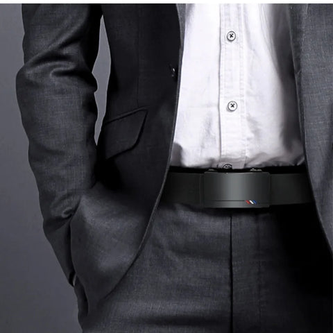 Men’s Cowskin Leather Belt – Plus-Size Automatic Buckle Designer Style