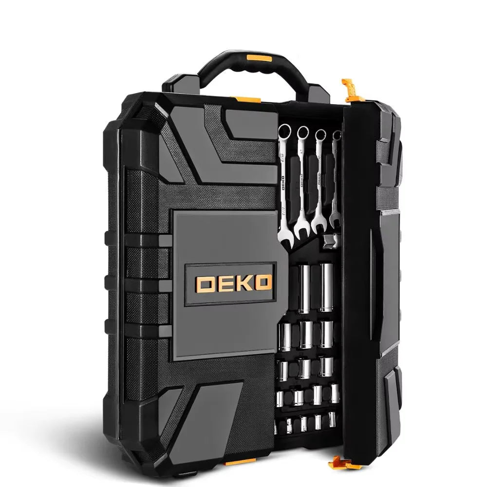 DEKO 192/198-Piece Professional Car Repair Tool Set – Ratchet, Spanner & Socket Kit with Blow-Molded Case