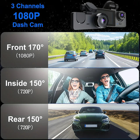 Drievoudige lens WiFi Dashcam: 1080P HD voertuigbeveiligingscamera