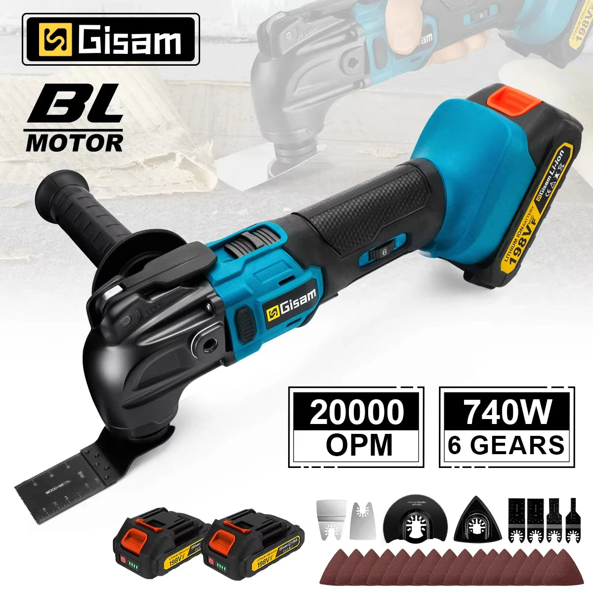 GΣ 20000OPM Cordless Quick-Release Oscillating Tool – Anti-Vibration Multi-Function Trimmer for Makita 18V Battery Pin