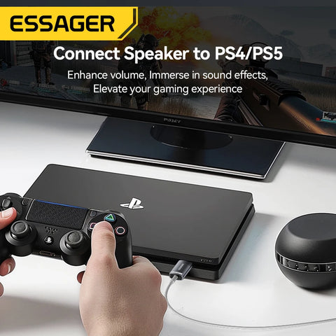 Essager USB Sound Card Adapter for 3.5mm Earphones & Microphones - Ideal for PS4, Laptops, and Computers