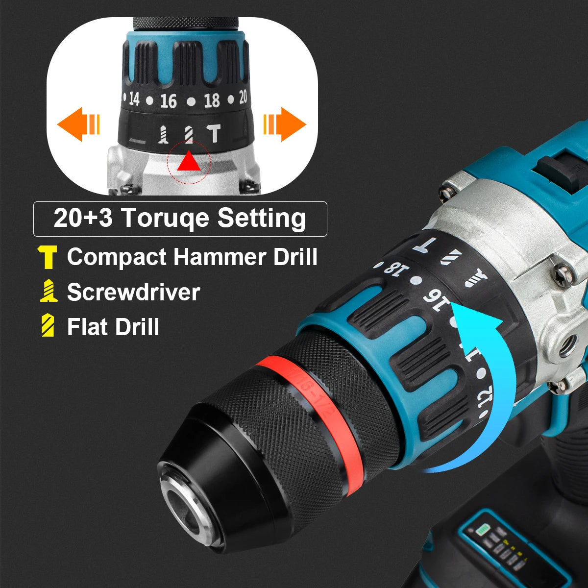 480Nm Brushless Cordless Impact Drill Driver – 13mm Electric Screwdriver for DIY, Compatible with Makita 18V Battery Pin
