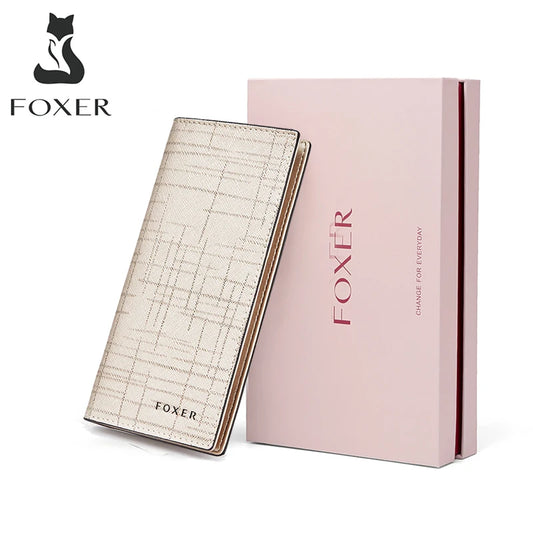 FOXER Women Leather Wallet - Long Purse Card Holder for Gifting