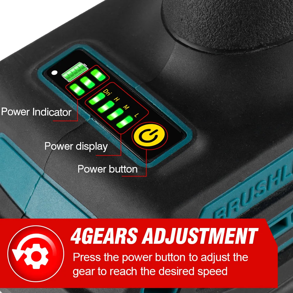 ONEVAN 2000W Brushless Cordless Die Grinder – 4-Speed Variable Handheld Rotary Tool for Makita Batteries
