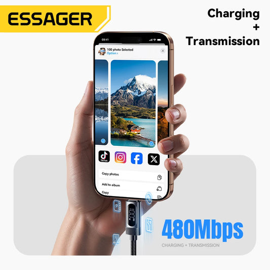 Essager USB-C Cable - 100W PD Fast Charging for iPhone 16/15, Xiaomi, Huawei, MacBook & iPad