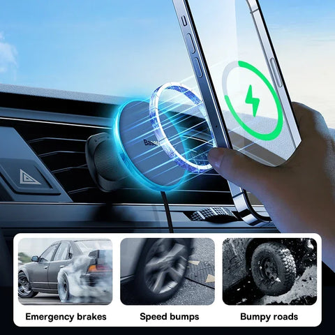 Baseus Magnetic Wireless Car Charger Holder - 15W Fast Charging for iPhone 16/15/14/13