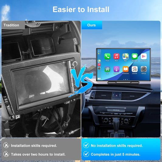 ESSGOO 9" draadloos CarPlay &amp; Android Auto-display