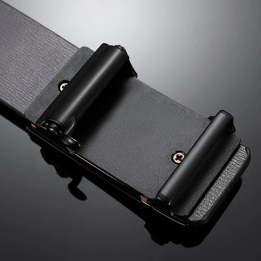BISON DENIM Men’s Leather Belt – Automatic Alloy Buckle