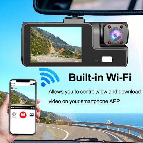 WIFI APP-bediening 3-kanaals 1080P dashcam