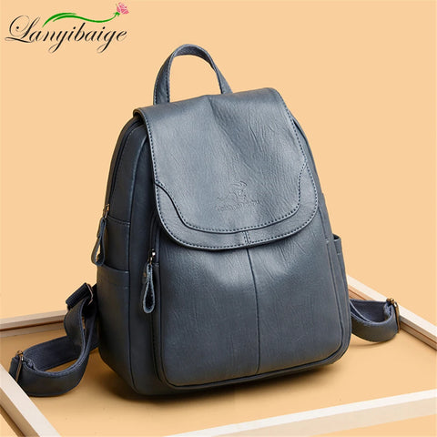 Stylish Large Capacity Leather Backpack Purse for Women