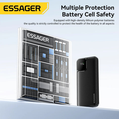 Essager Power Bank – 20000mAh Fast-Charge with Built-in Cables