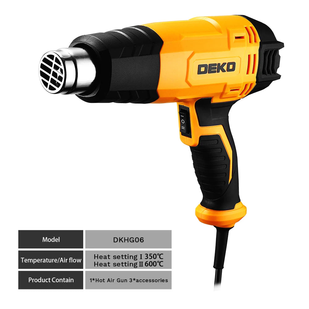 DEKO DKHG06 2000W Heat Gun – 2 Temperature Settings with 3 Accessories