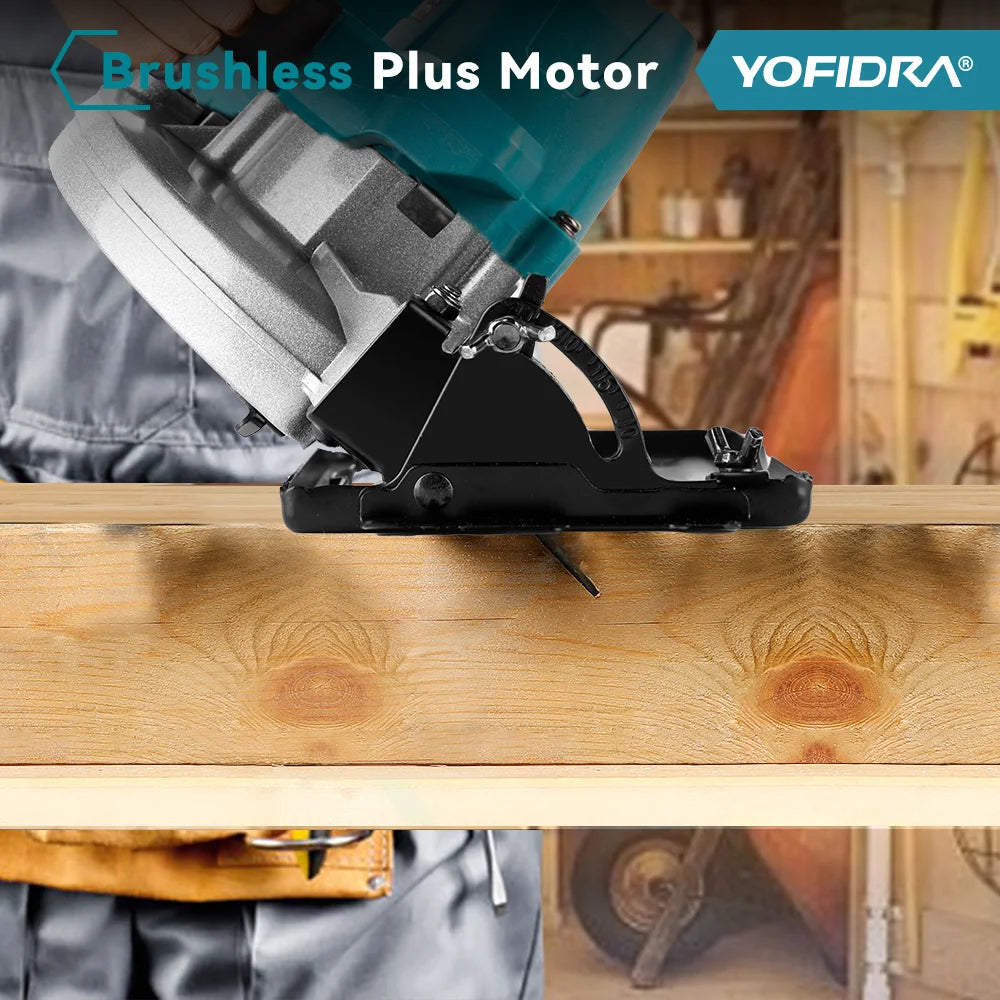 YOFIDRA 10800RPM 5/7 Zoll Elektrische Kreissäge Handheld Multifunktions Wiederaufladbare Schneidemaschine Für Makita Batterie Pin