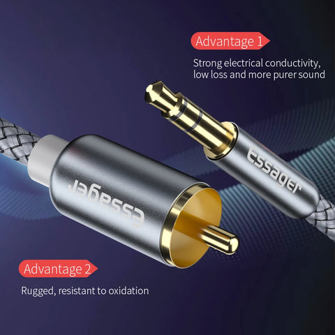 Essager RCA Audio Cable 3.5mm to 2RCA Male Splitter for TV, PC, Amplifiers, and Speakers