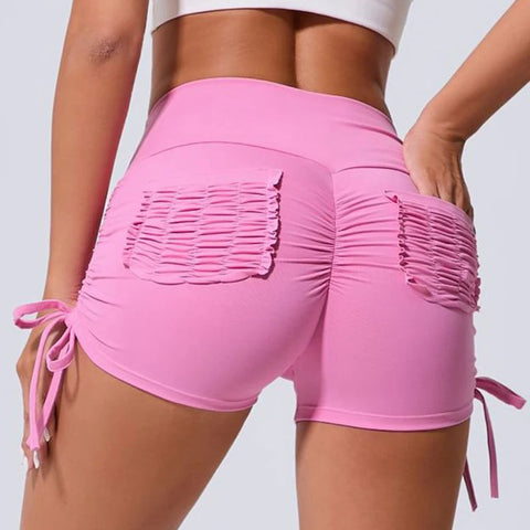 Hearuisavy High-Waist Push-Up Workout Shorts – Soft Gym & Yoga Shorts with Pocket for Women