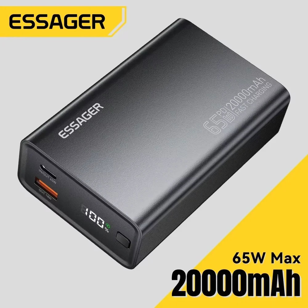 Essager 65W Power Bank – 20000mAh Portable PD Fast-Charge