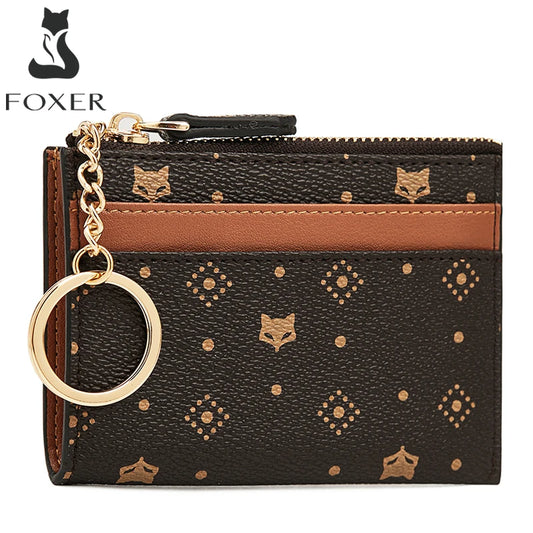 FOXER 2025 Dames Korte Leren Portemonnee - Stijlvolle Clutch met Ritssluiting