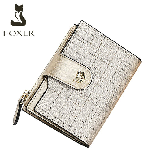 FOXER 2025 Cowhide Leather Women's Mini Clutch Wallet