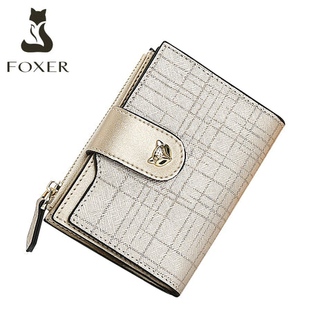FOXER 2025 Cowhide Leather Women's Mini Clutch Wallet