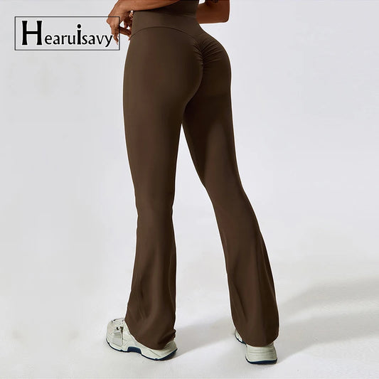 Naked Feeling High-Waist Flared Leggings – Push-Up Breathable Yoga & Fitness Pants for Women