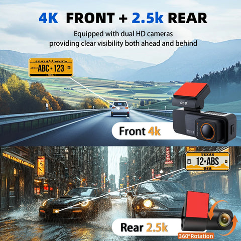 Aprilboy 3.2" 4K Dash Cam met dubbele lens en nachtzicht