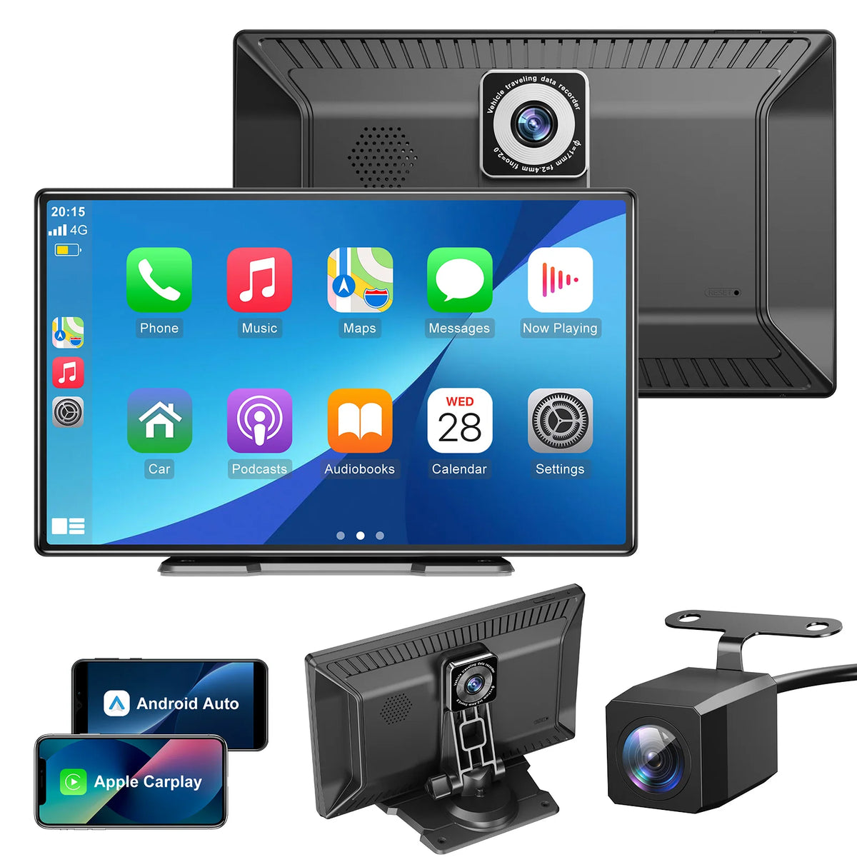 ESSGOO 9" draadloos CarPlay &amp; Android Auto-display