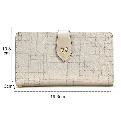 FOXER Split Leather Women's Long Clutch Wallet - 2025 Fashion Lightweight Card Bag