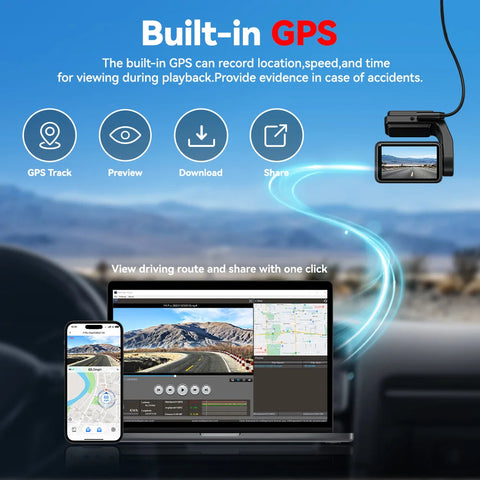 REDTIGER 4K voor- en achterdashcamera met wifi en gps