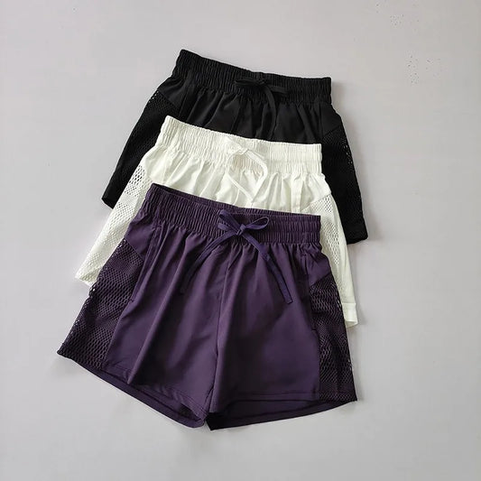 2-in-1 yogashorts met hoge taille voor dames – snel drogende fitness- en hardloopshorts