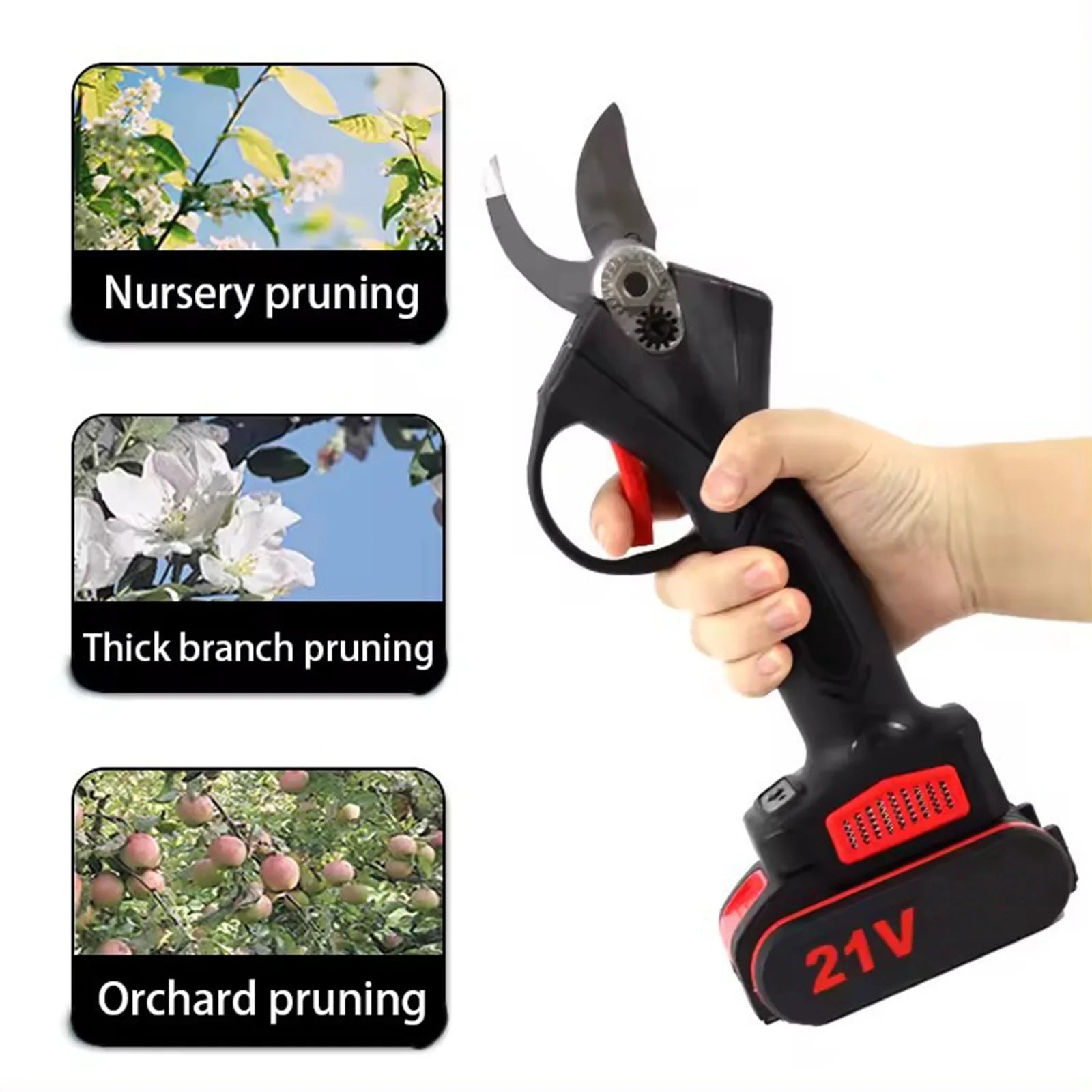 1200w 25mm bürstenlose kabellose elektrische Gartens chere Schnitts chere Obstbaum Bonsai Schnitt zweige Cutter Elektro werkzeug mit 2 stücke 21V