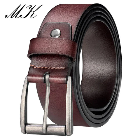 MaiKun Vintage Leather Belt – Genuine Leather with Alloy Pin Buckle for Men’s Jeans & Trousers