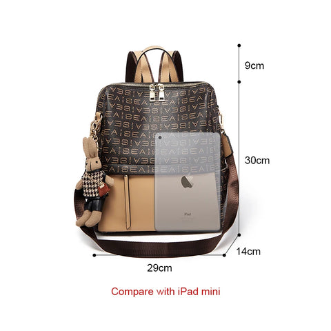 FOXER Women Retro Fashion Backpack - Stylish PVC Printing Rucksack