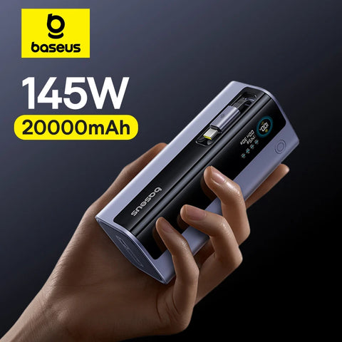 Baseus Ultra 145W Powerbank – 20000mAh met 100W intrekbare USB-C-kabel