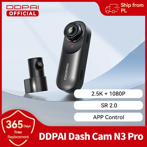DDPAI Dash Cam Mola N3 Pro - 1600P Resolution, 140° FOV, GPS & WiFi, 24H Parking Guard