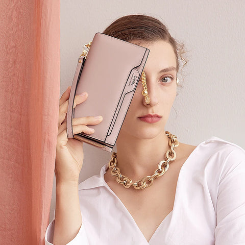 Cnoles Lange Envelop Portemonnee - Elegante Zachte Leren Clutch voor Dames