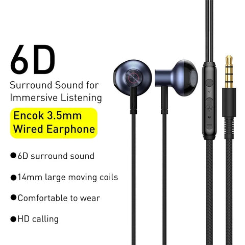 Baseus Bass Sound In-Ear Sport Earphones with Mic for Xiaomi, iPhone, Samsung - Perfect for Music Lovers