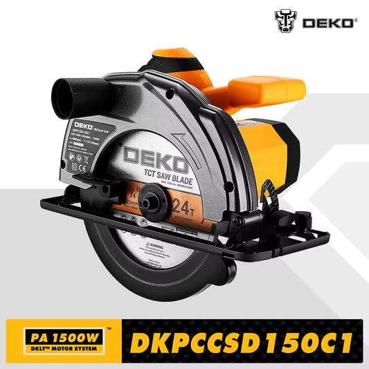 DEKO DKCS Series 185mm Circular Saw – 1500W Multi-Function Power Tool with Auxiliary Handle