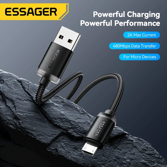Essager Micro USB Cable 3M - 2A Fast Charging for Xiaomi, Realme, Redmi, Samsung, Huawei Mobile Phones
