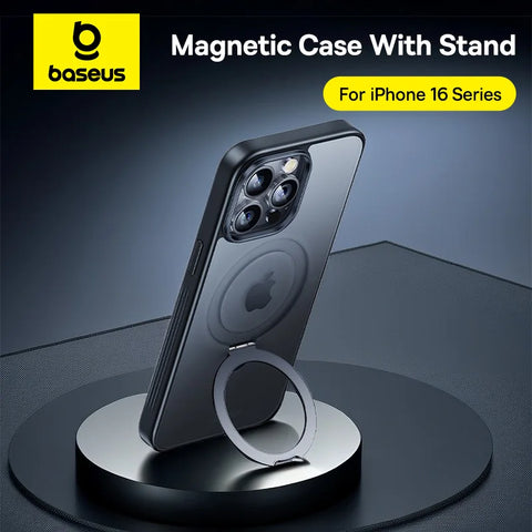 Baseus Magnetic Stand Case for iPhone 16/15/14/13 Pro Max - 180° Adjustable Kickstand & Magnetic Charging