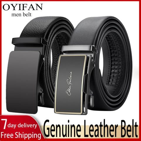 OYIFAN Genuine Leather Belt – Adjustable Automatic Buckle for Business Wear