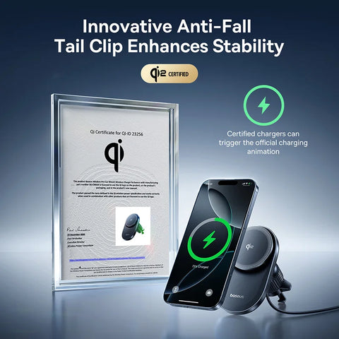 Baseus Magnetic Wireless Car Charger - 15W Fast Charging for iPhone 16/15/14 & Samsung/Xiaomi with Cooling Fan