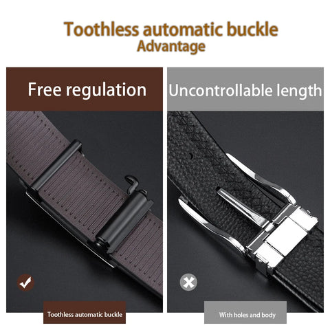 OYIFAN Genuine Leather Belt – Fashion Automatic Buckle with Ratchet Adjustment