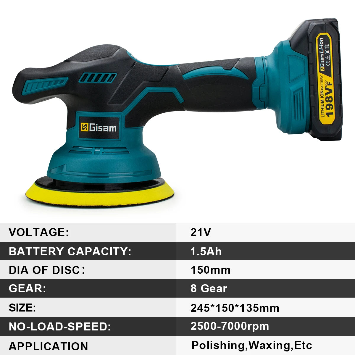 G Perfil 8-Speed Cordless Car Polisher – Adjustable Electric Waxing, Grinding & Sealing Tool for Makita 18V Battery Pin