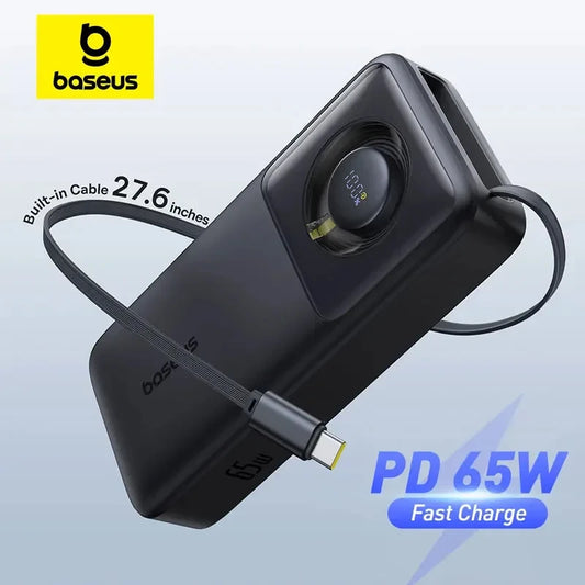 Baseus Ultra 65W Power Bank – 20000mAh with Retractable USB-C Cable