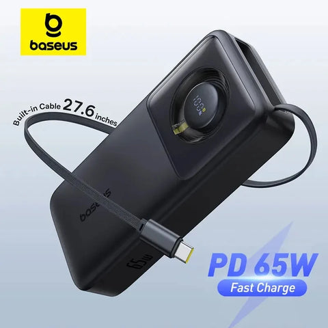 Baseus Ultra 65W Power Bank – 20000mAh with Retractable USB-C Cable